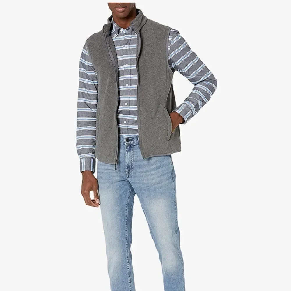 Amazon Essentials Men's Polar Fleece Vest Full Zip Charcoal XL